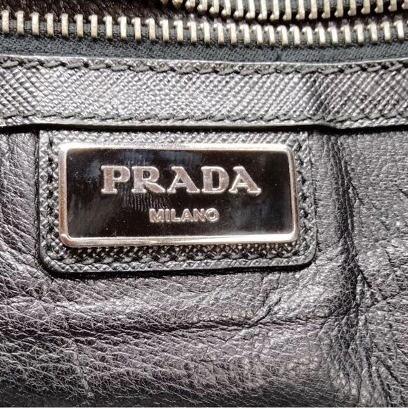 Auth Prada Black Leather Studded Clutch - Picture 6 of 9